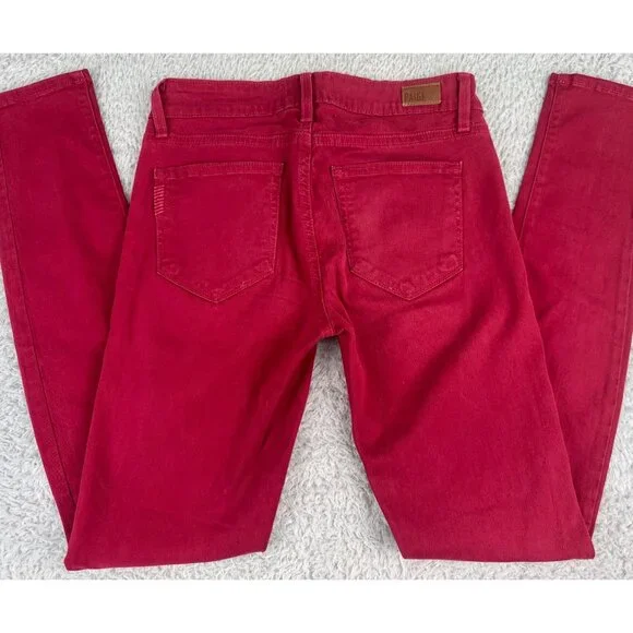 Paige Verdugo Ultra Skinny Womens 25 Red Jeans Comfort Office Cotton/Elastane - Picture 15 of 16